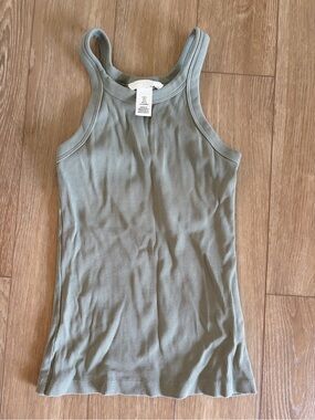 H&M Ribbed Tank Top in Sage Green